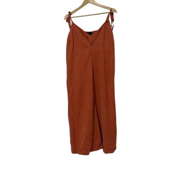 HATCH Size 3 Burnt Orange Linen Blend Tie Strap Midi Dress Granola Girl Fall - Picture 1 of 7